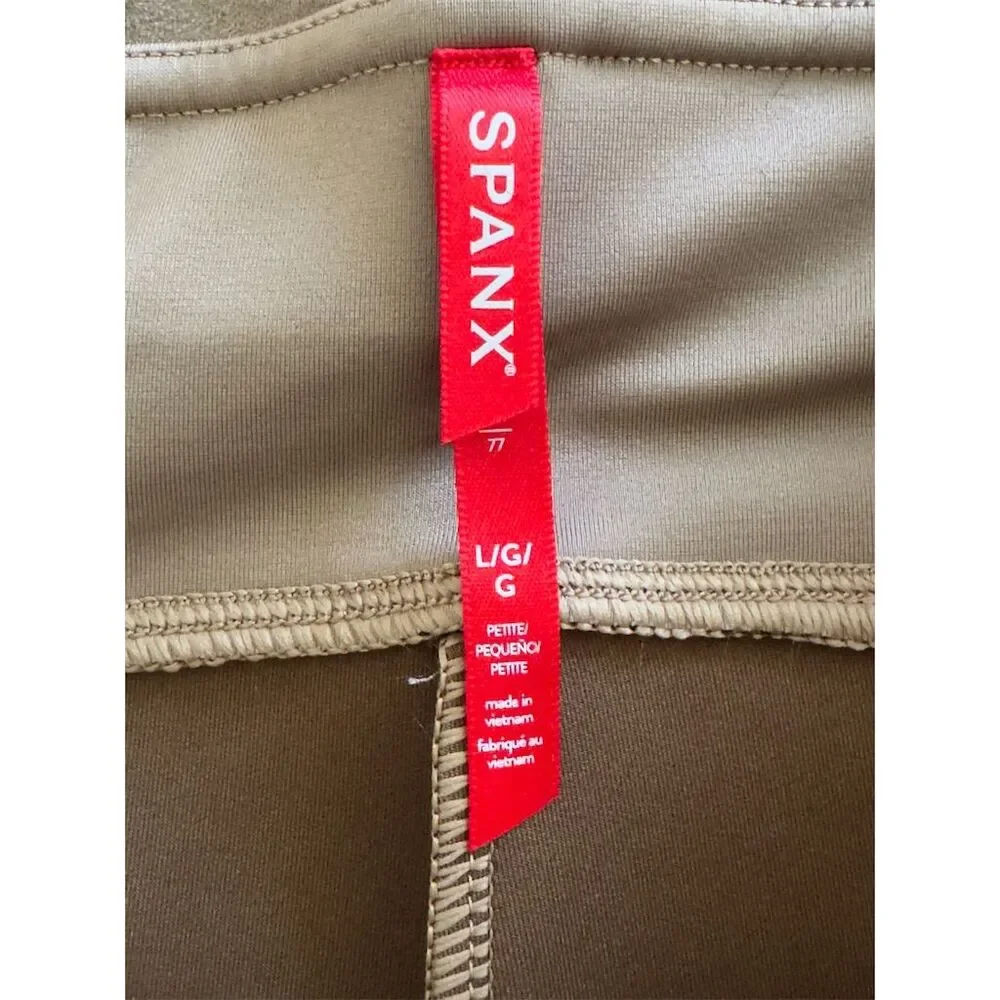 SPANX Women's Faux Suede High Waist Leggings Brown Size L‎ Petites